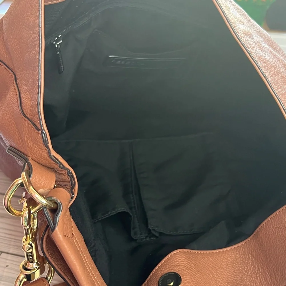 Rebecca‎ Minkoff Brown Leather Moto Hobo Tassel Fringe Shoulder Bag